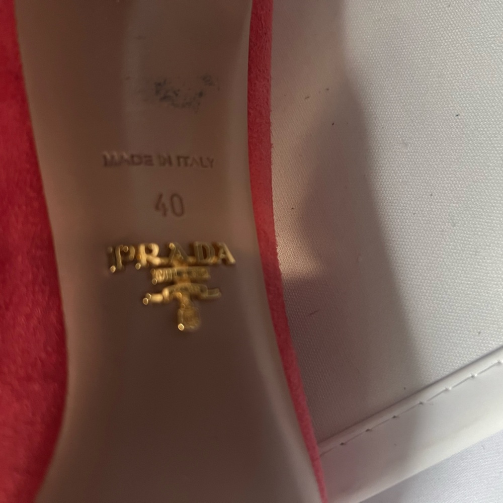 Prada Vibrant Coral Suede Heels - Picture 4 of 4